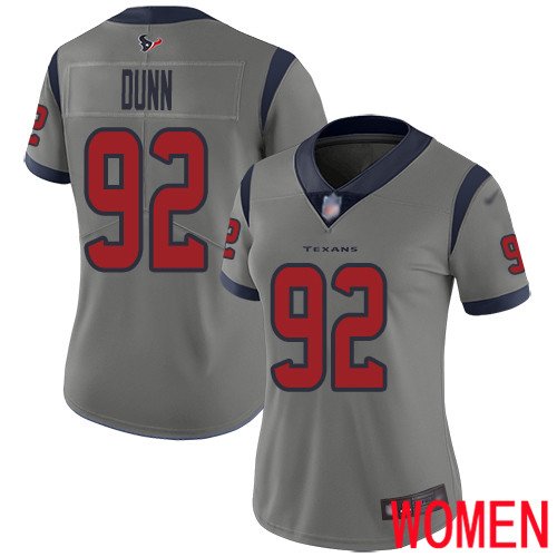 Houston Texans Limited Gray Women Brandon Dunn Jersey NFL Football #92 Inverted Legend